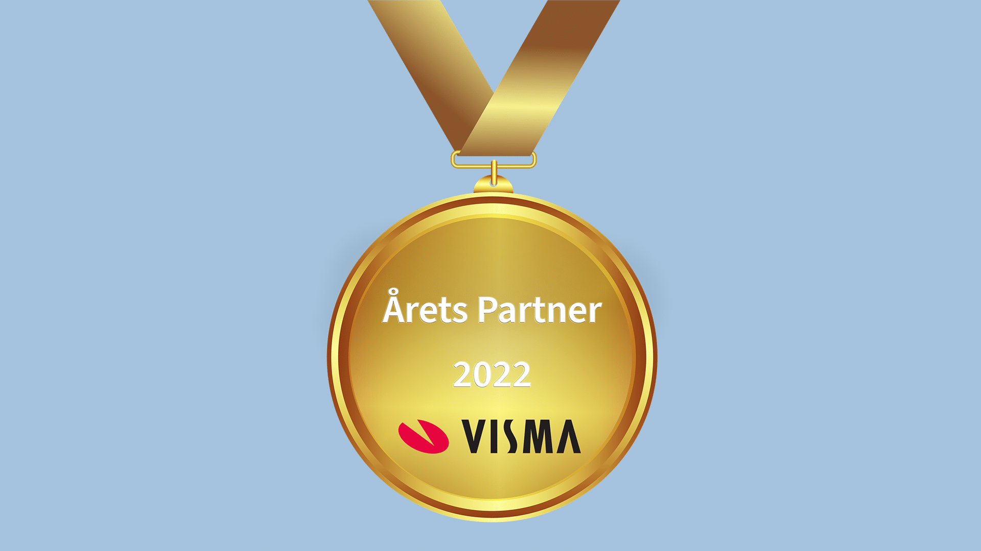 Guldig medaljong med texten Årets Visma Partner 2022